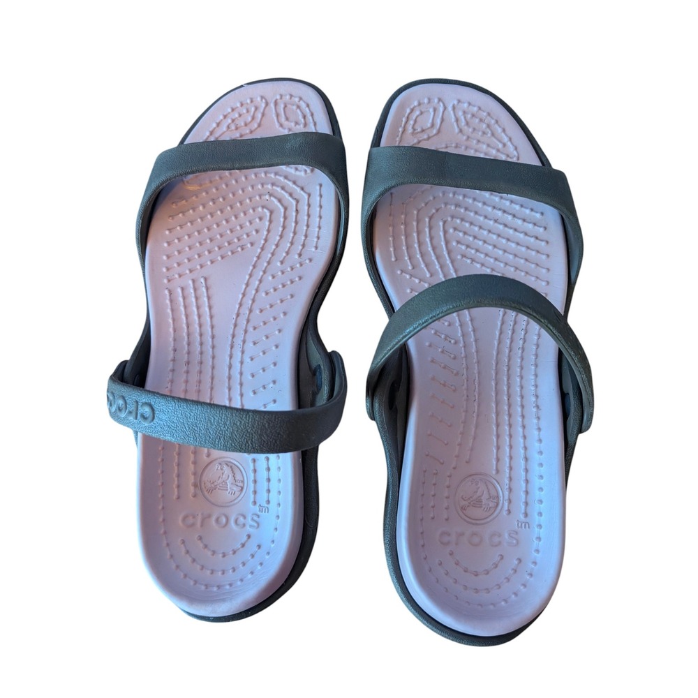 Crocs Cleo II Sandal Brown Pink Women Size 6 Strappy Comfort Slide
